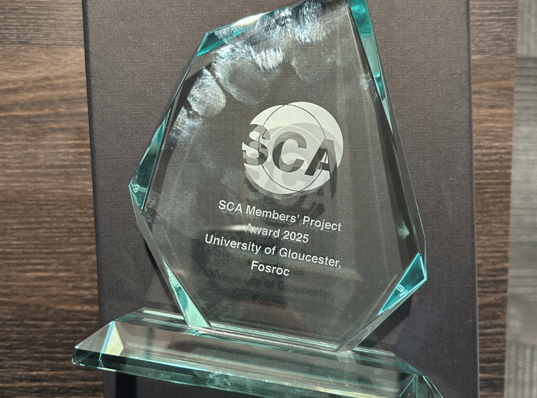 Henley Restoration and Remedials team receiving Structural Concrete Alliance Award for University of Gloucestershire refurbishment project