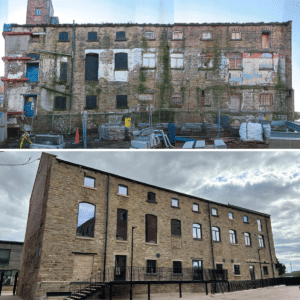 Phoenix Mill Wakefield before and after restoration Grade II mill Tileyard North